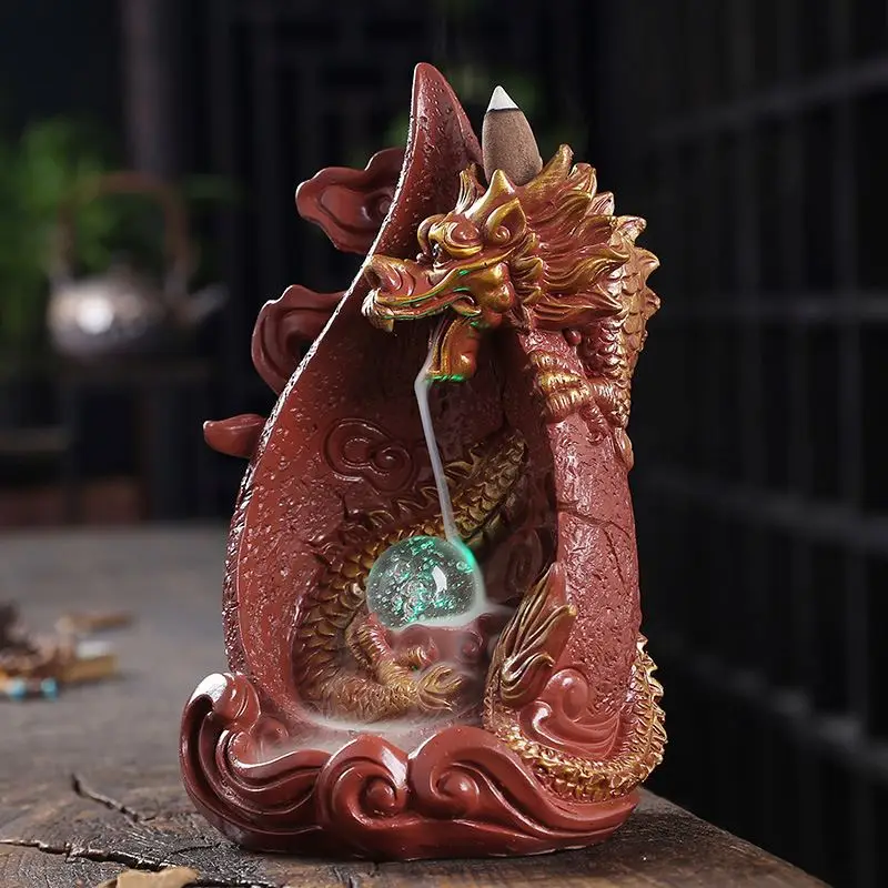 Chinese Manufacturer New Design Waterfall Backflow Incense Burner Ceramic Dragon Backflow Incense Holder Burners