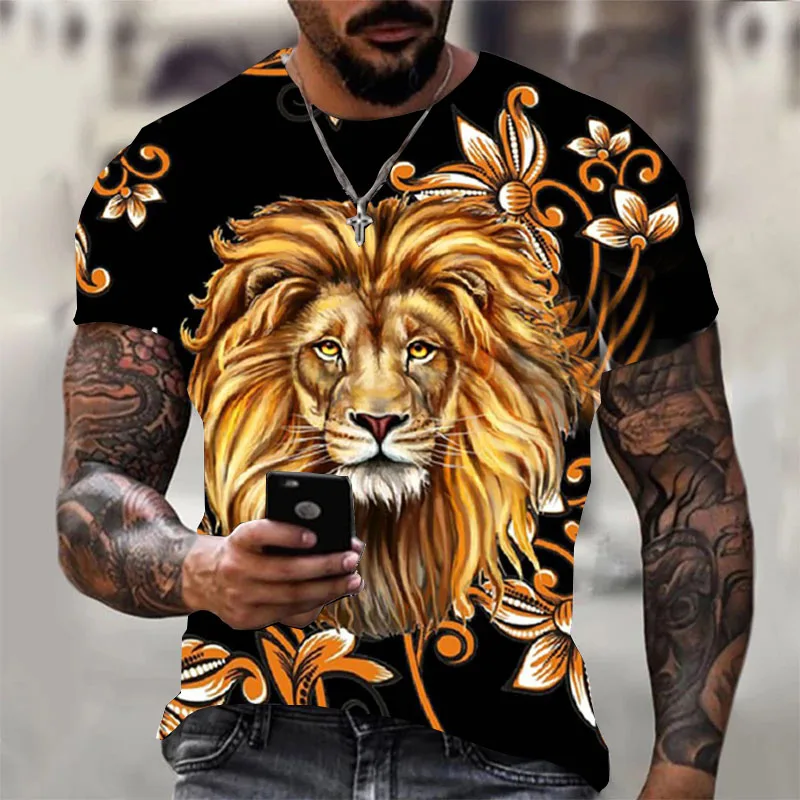 Top Quality 3D animal world Luxury Tiger Lion  Hip-Hop Street Clothes t shirt for men new model custom t shirts your own brand