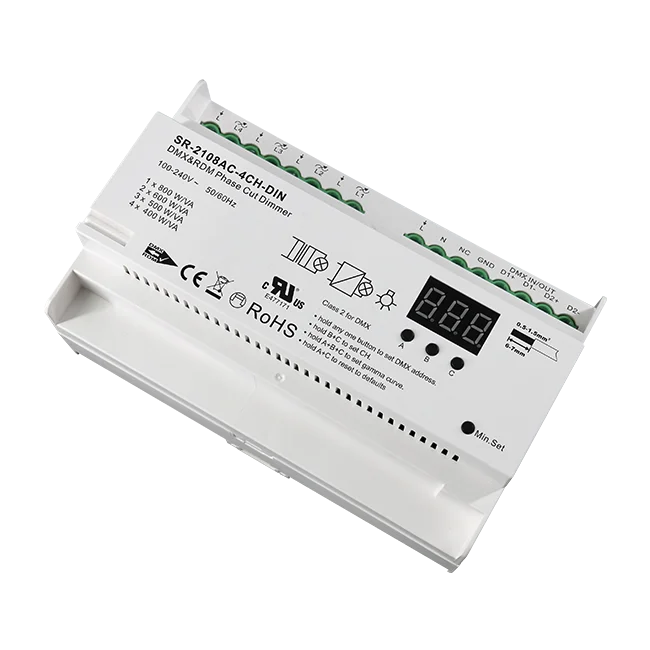 Sunricher DMX512 4CH DIN рейка AC triac светодиодный диммер SR-2108AC-4CH-DIN