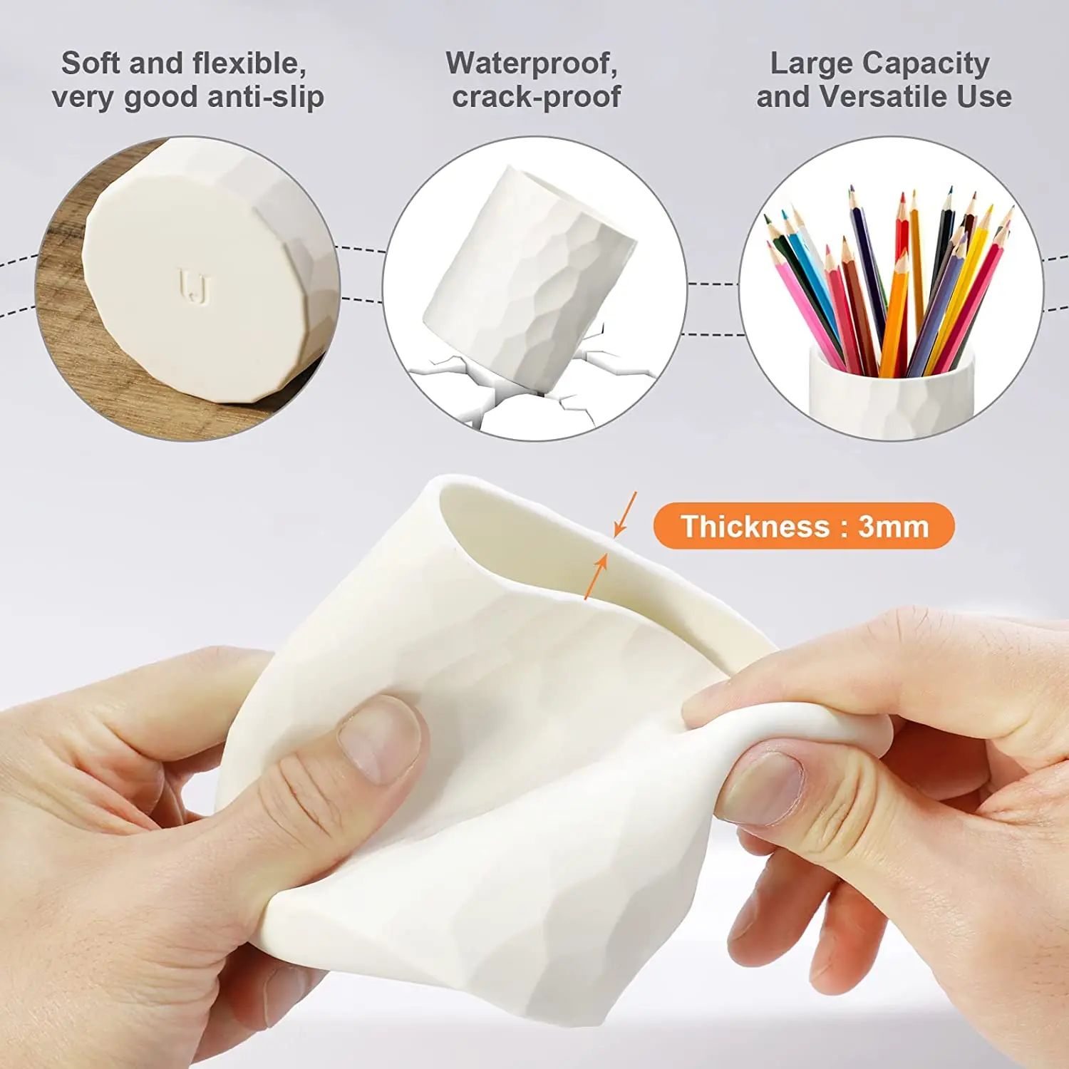 Silicone Pen Holder for Desk Mesh Round Pencil holder Organizer Cup Classroom Organization
