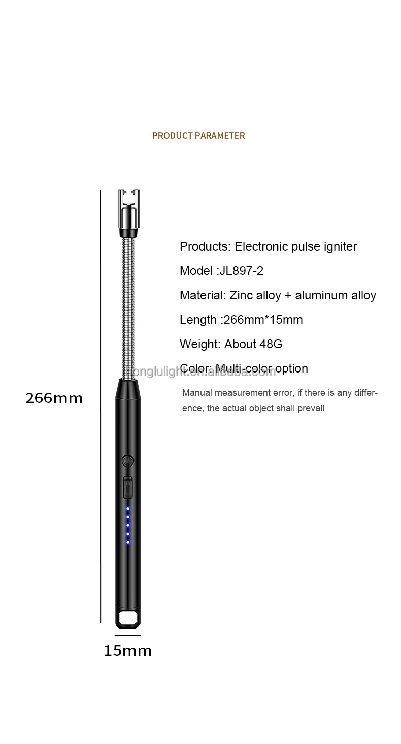 JL 897-2 Wholesale Electronic USB Rechargeable Plasma Arc BBQ Lighter Windproof 360 Degree Free Rotation for Cigarettes