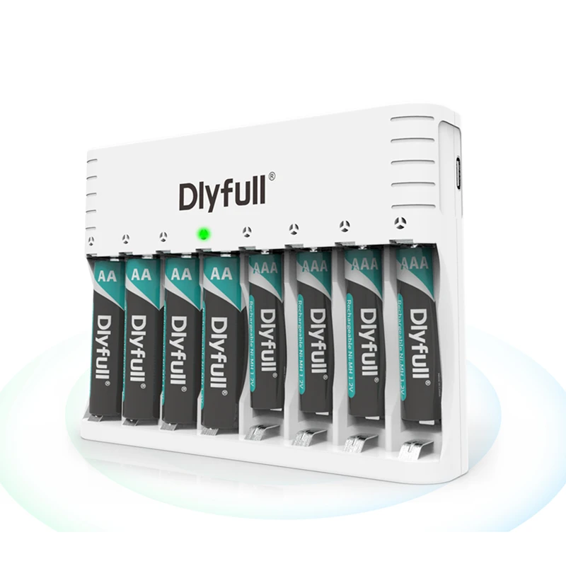 Dlyfull 8 slots 1.2V NiMH AA AAA Rechargeable Battery Charger for Your Toys Microphone Wireless Mouse Keyboard Clock Battery