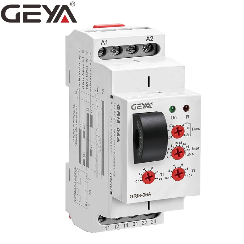 GEYA GRI8-06 50/60 Гц детектируемое Реле тока реле мониторинга переменного и постоянного с 2 выходами