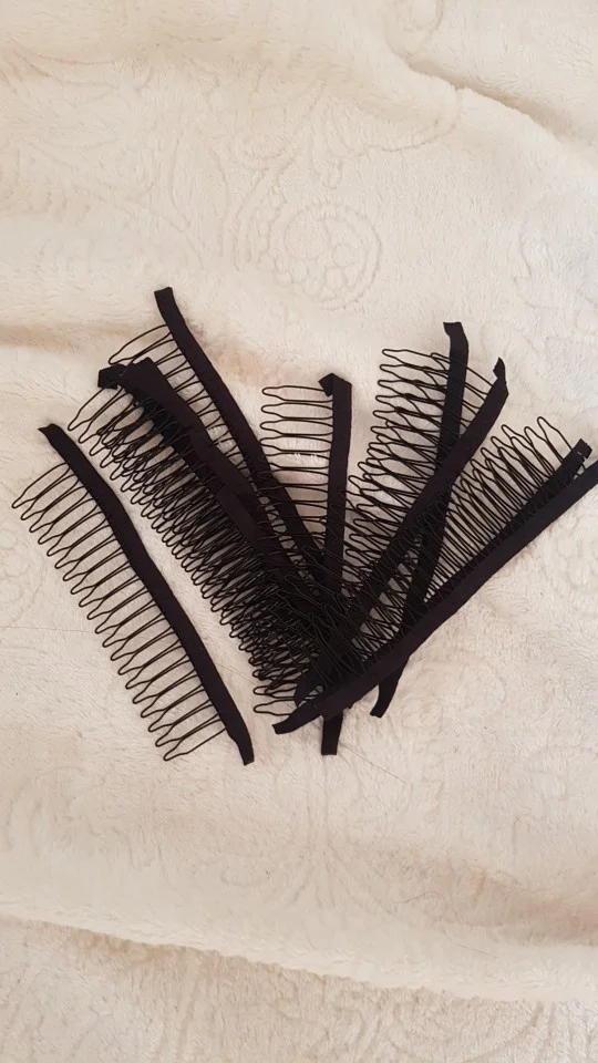 Long wig comb with 20 teeth Black wire clips hair full lace wig combs snap cap hairpiece accessories styling tools