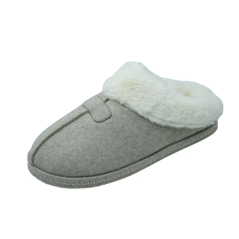 Wholesale custom lekhaki color felt cloth house slippers soft slippers winter warm home slippers for women