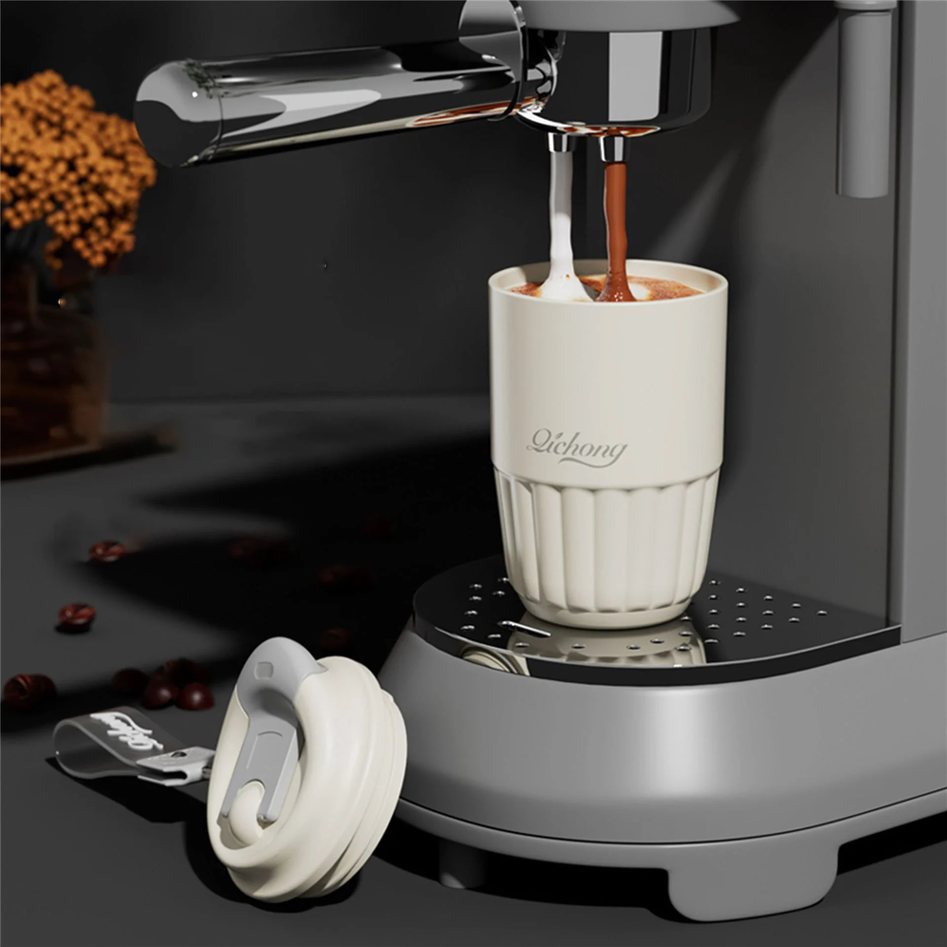 Hot sale quality ceramic liner stainless steel office light luxury mini ice american coffee cups