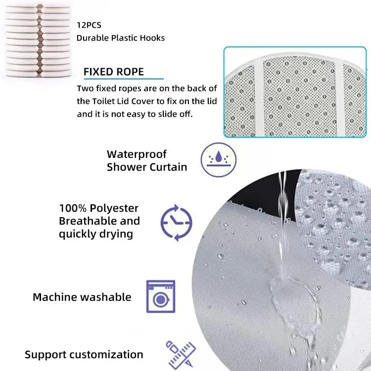 Factory wholesale 3D Peva Material bathroom set with 12 plastic hooks waterproof 72X72 Inc transparent shower curtain