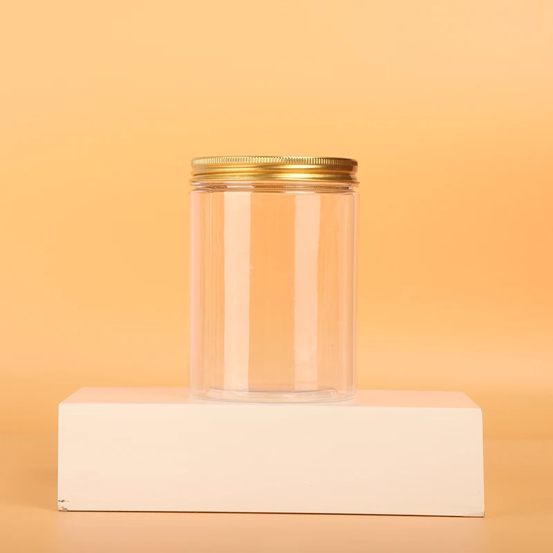High quality 500ml 16 oz empty air tight Food Grade pet plastic Jam Ice Cream Salad Packaging Cookie Candy Jars With Lid for nut