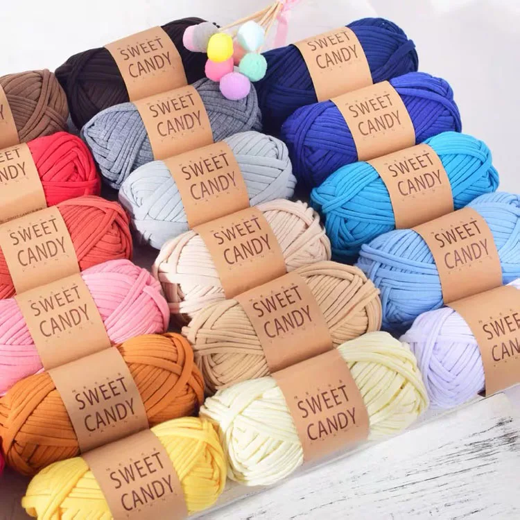 Hand-woven bag cushion tapestry diy crochet recycled t shirt yarn for handmade bag