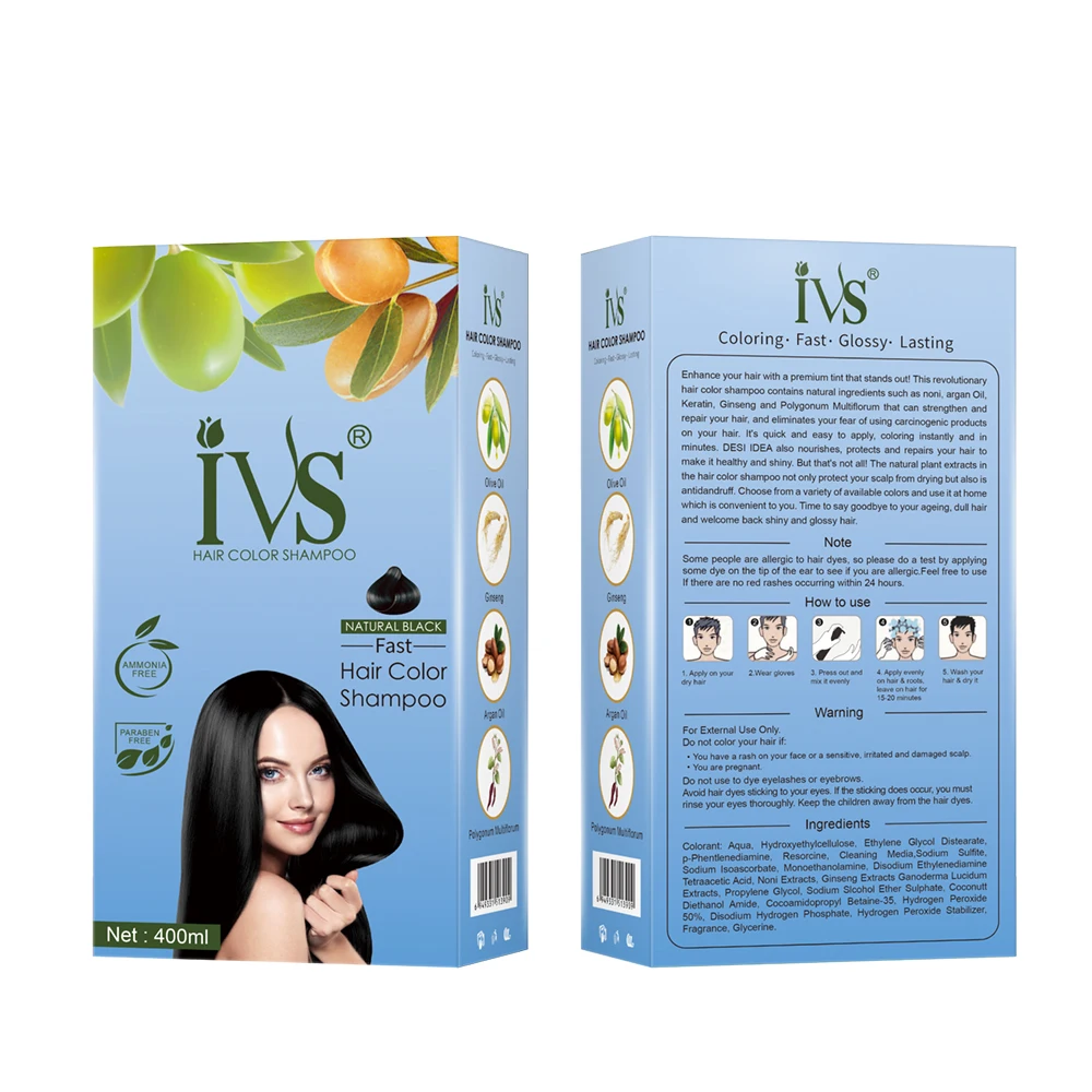 IVS hair cream color professional dye shampoo herbal hair dye shampoo brown herbal dye shampoo