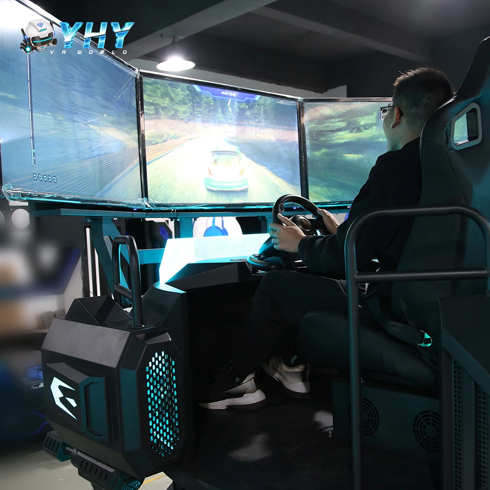 Торговый центр три экрана 42 дюйма рулевого колеса автомобиля вождения F1 гоночная игра настоящие симуляторы