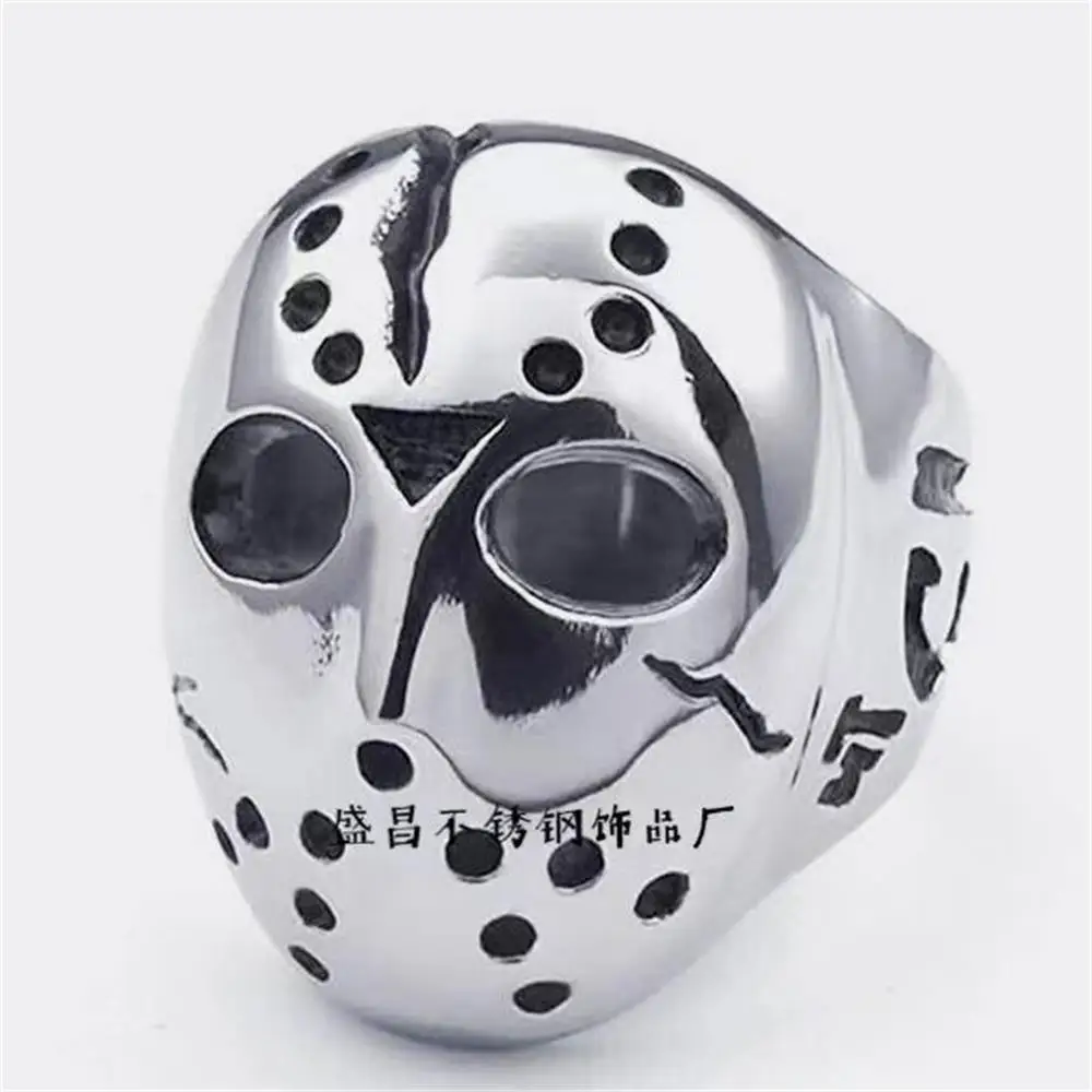 
Hot Sale Trendy Unique Design Male Domineering Smooth 13 Mask Titanium Mens Steel Ring For Men 