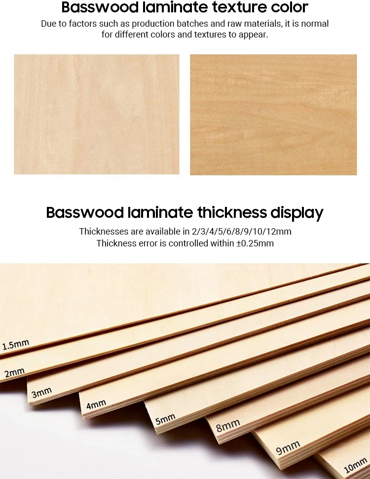 3*3 feet 920*920mm  2mm   3 layers laser cutting basswood  plywood  Factory price