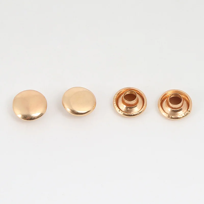 Solid Brass Double Cap Metal Rivet Studs 8mm Mushroom Dome Head Factory Wholesale for Leather Belt Jeans Craft Clothing