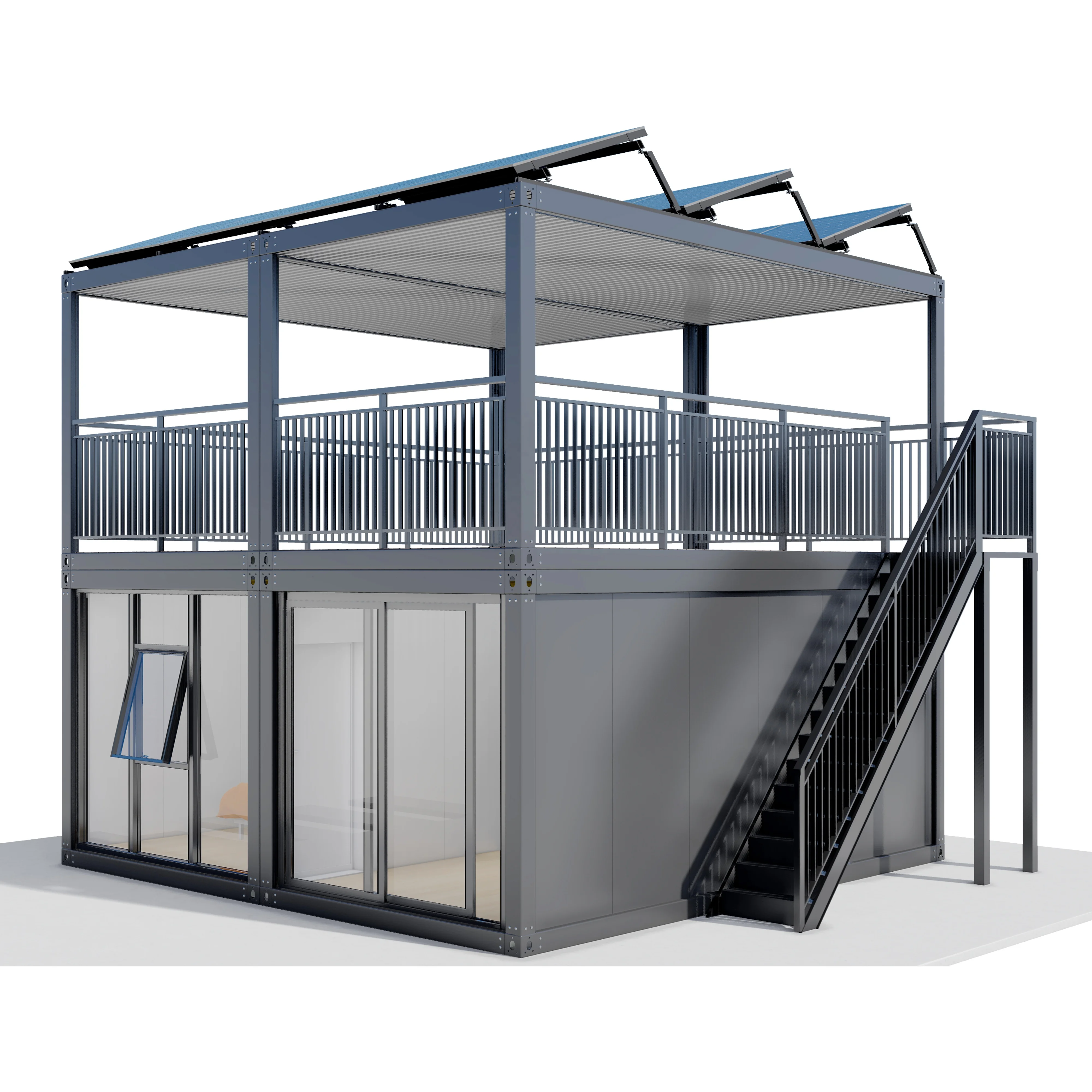 Two-story Foldable and detachable module house solar eco-friendly container house high-tech container home