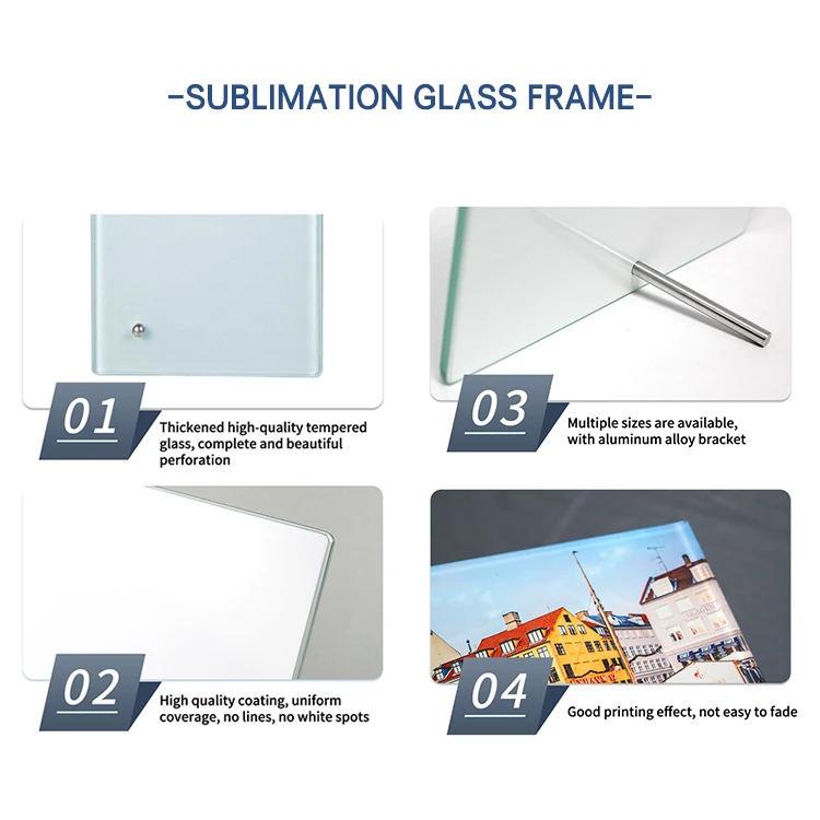 Sublimation Blank Glass Crystal Photo Frame Home Decoration High Quality Sublimation Glass Clock Frame with Stand