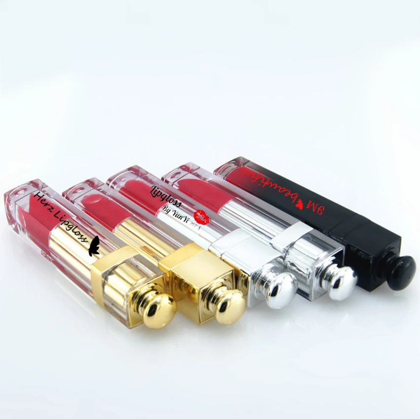 Custom DIY 5ml LipGloss Tube Packaging Silver Glod Black Clear  Lip Gloss Containers Tube