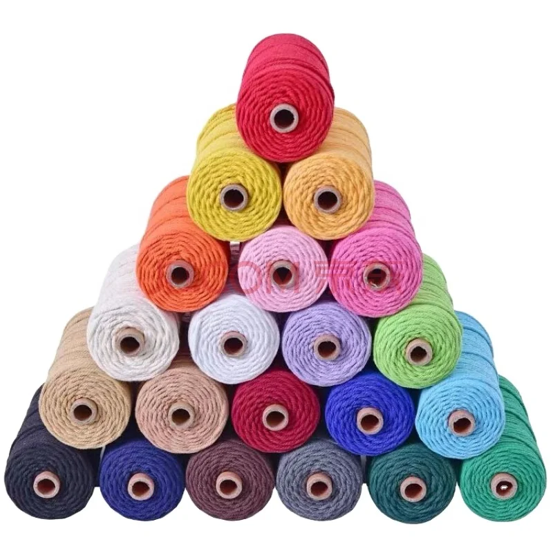 Производитель макраме хлопковый шнур на заказ 3 мм 100 м цветные хлопковые веревки для упаковки хлопковый шнур