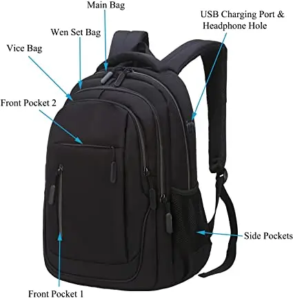 Large Capacity Man Travel Business Durable Waterproof Laptop USB Charging Backpack University Students Computer Backpack