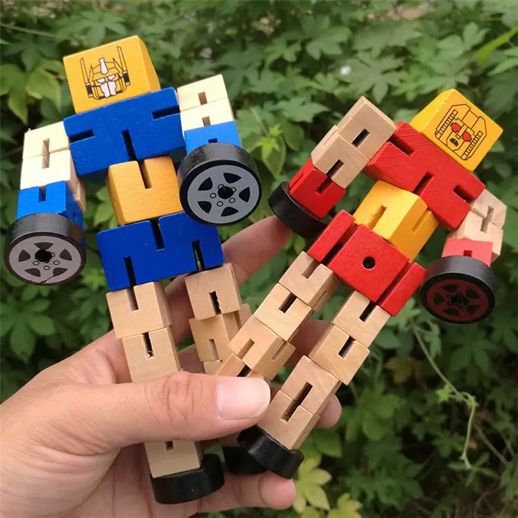 Машинка и робот деревянная игрушка DIY трансформация Игрушка развивающая интересная для детей