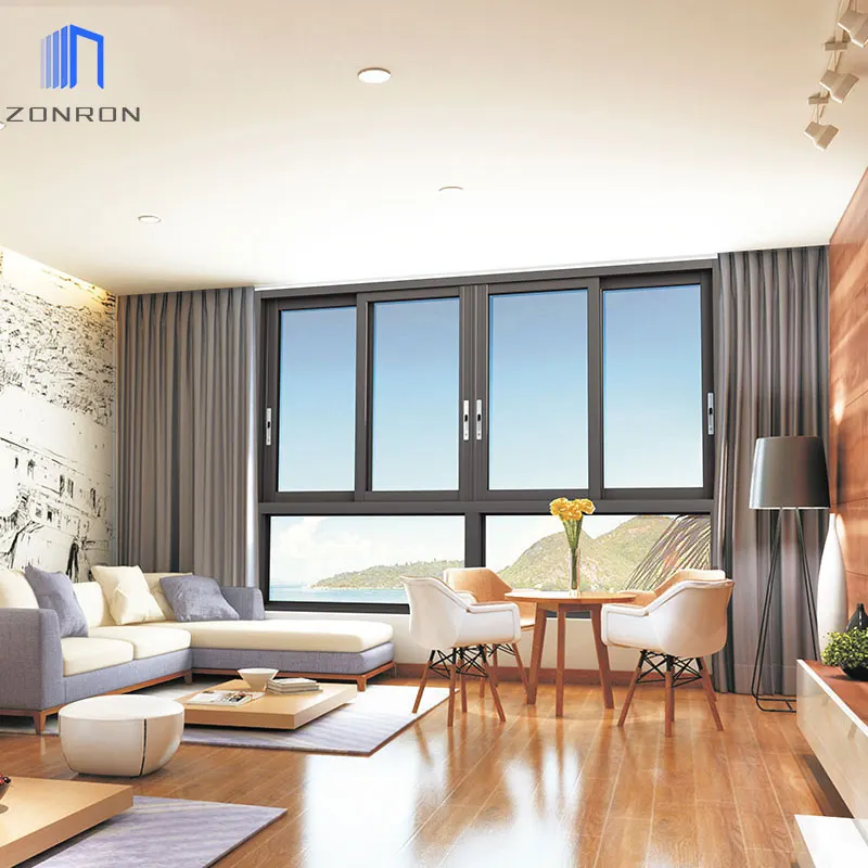 Zonron Modern Popular 2 Track Window Australian Standard Aluminium Framed Sliding Glass Window