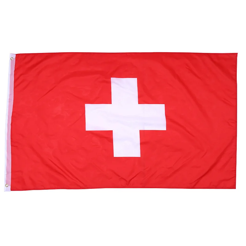 Wholesale 100% Polyester 3 X 5 Ft Switzerland swiss flags red flag with white cross Country Flags Banners