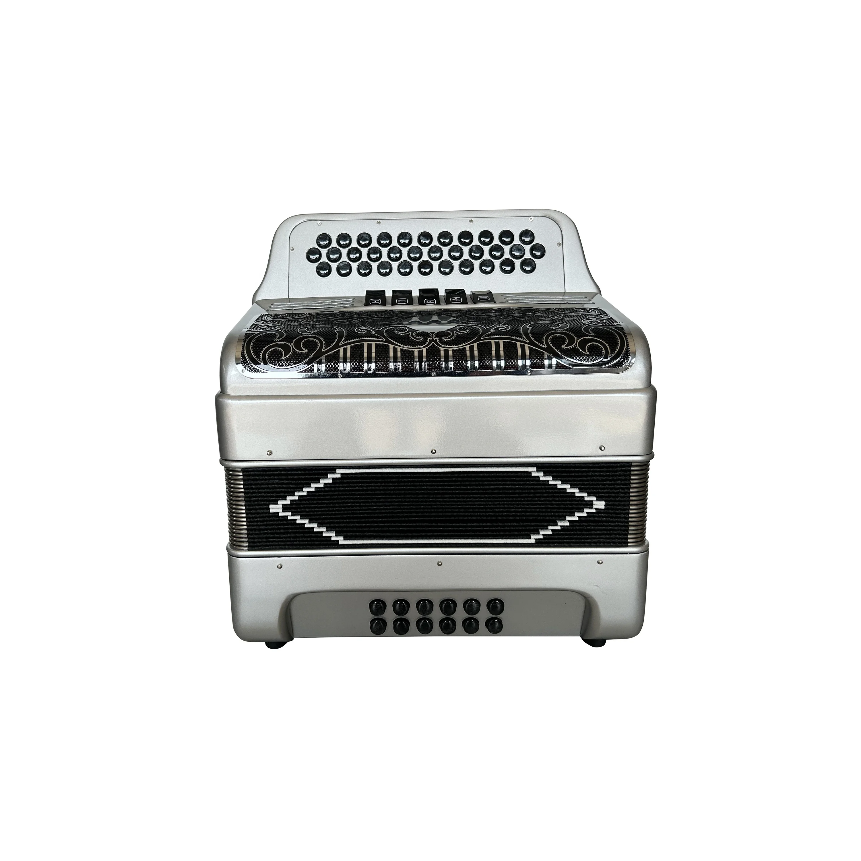 SEASOUND OEM 34 Buttons 12 Bass 5 Registers Silver Accordion Instrument Black Silver Grill Black Buttons Acordeon JB3412D