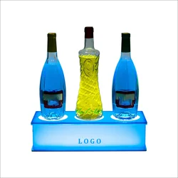 Table Top 3 Bottles Vodka Led Light Luminous Plastic Acrylic Wine Box Display Rack