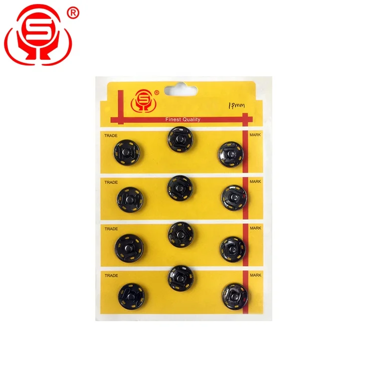 
High Quality 19mm Sew on Snap Button Black Metal Snap Fastener Press Buttons for Clothing 