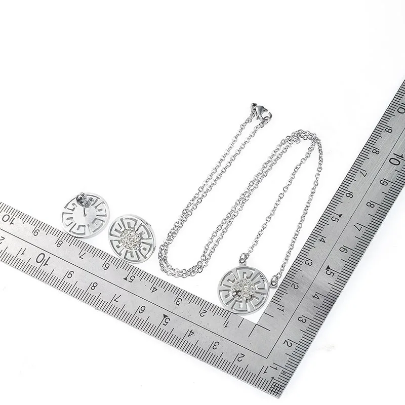 Оптовая продажа; Женские туфли серебристого цвета тотем ожерелье серьги наборы ювелирных украшений из нержавеющей стали с золотым покрытием Циркон Ювелирные