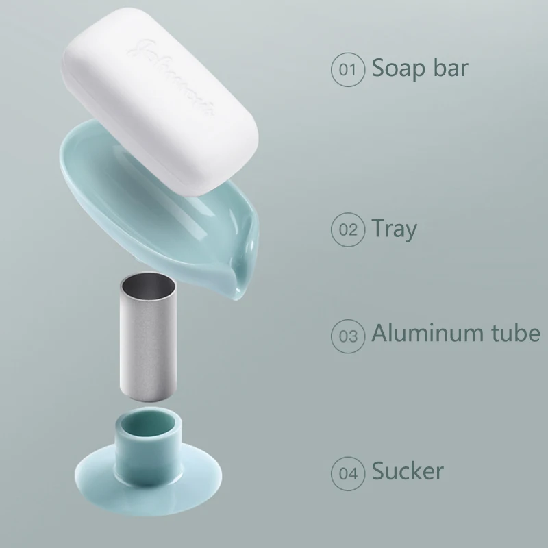Suction Cup Soap Dish Box For Bathroom Shower Soap Holder with Drain Portable Leaf Shape Toilet Laundry Soap Rack Tray For Basin