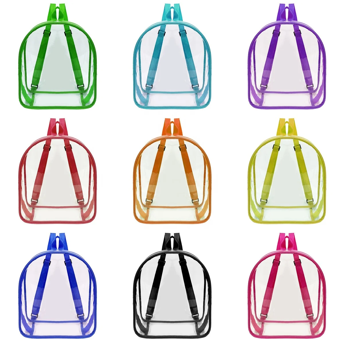 Transparent Artist Bag See Through Waterproof Plastic Kids PVC Clear School backpack with Removable Strap