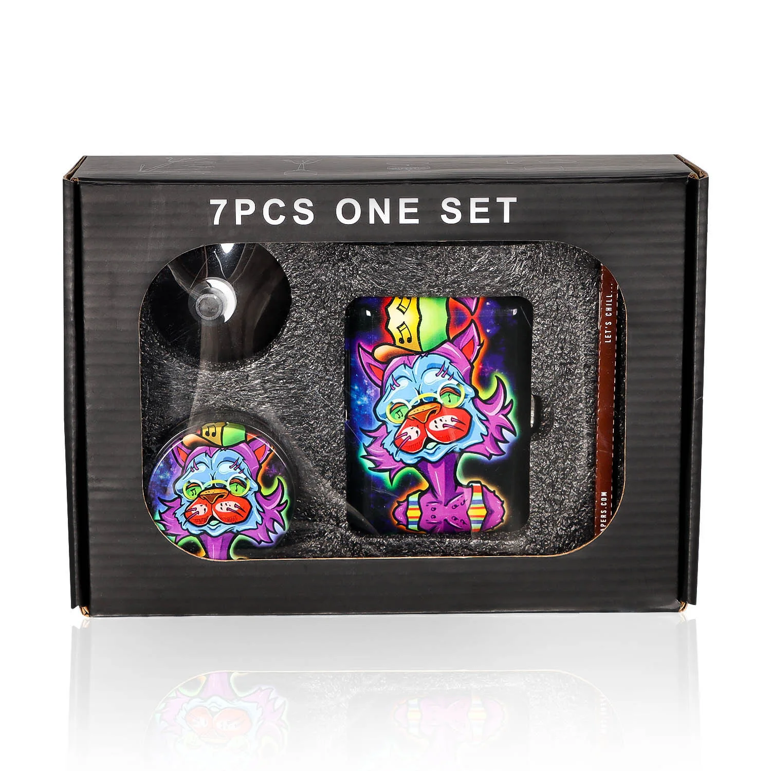 BEYOU Custom Logo Smoking Kit 7 in 1 Paper Set Herb Grinder Rolling Tray Metal Cigar Tin In Paper Box Packaging