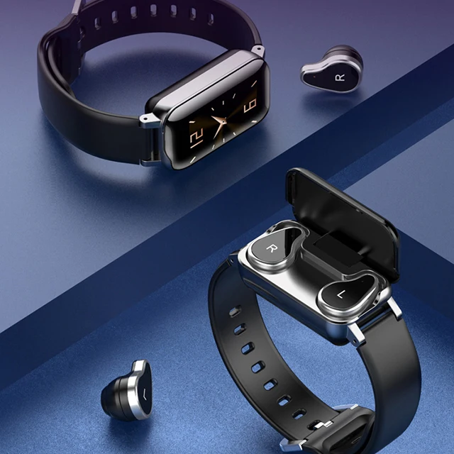 2 в 1 гарнитура для фитнеса с двумя наушниками T89 TWS Смарт-часы