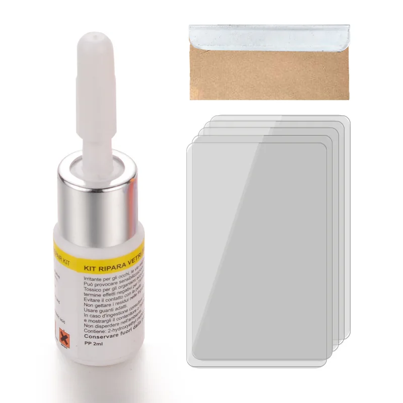 Windshield Repair Kit Crack for Chips and Cracks With Curing Lamp Towel Gloves