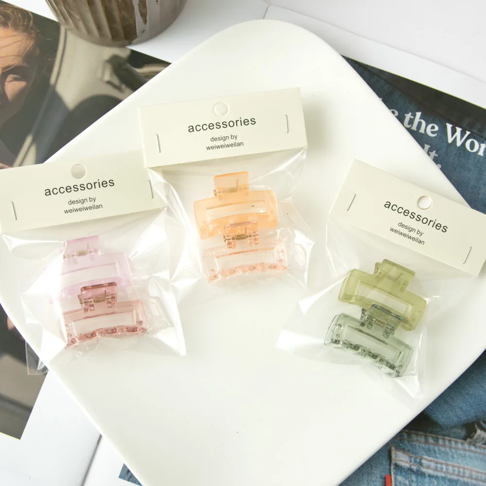 MINI Pack Rectangle Hair Claw Clips Stylish Elegant Barrette for All Hair Types for Women Non-Slip Hair Jaw Clip