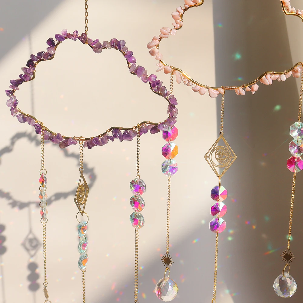 Wholesale Sun Catcher High Quality Natural Crystal Clouds Amethyst Rose Quartz Suncatchers