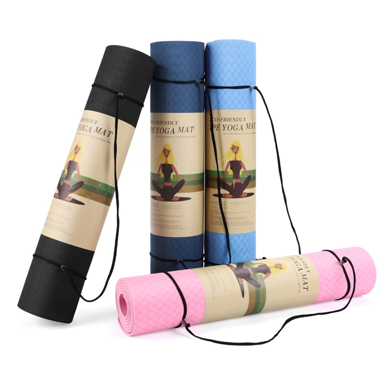 
High Quality Non Slip Eco Friendly Durable Using TPE Yoga Mat with Net Bag 