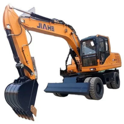 Jiahe Small Wheel Excavator With Wood Grabber JHW90 JHW70 Wheel Digger Digging Height 6900mm