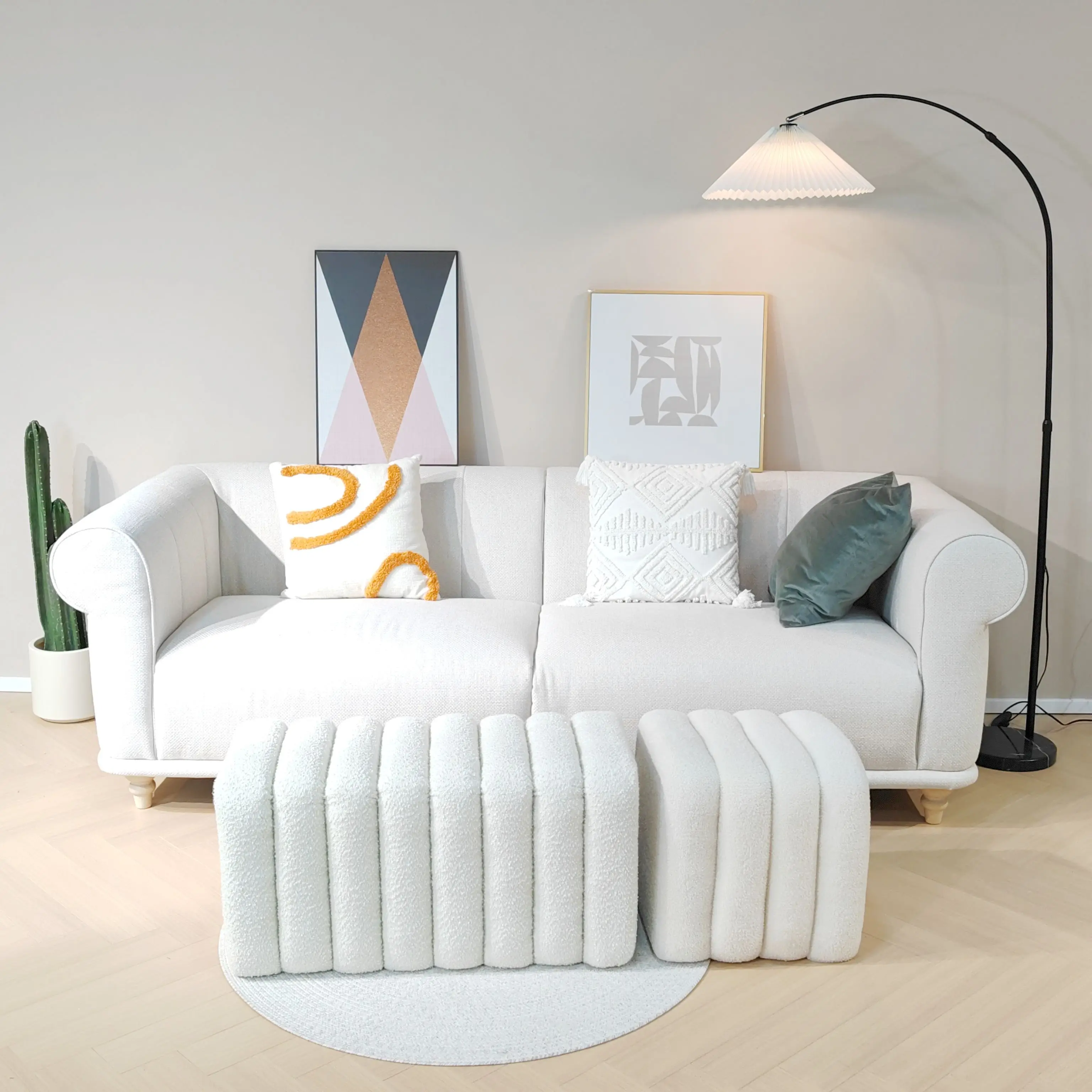 Bailey Modern Square Functional Stool Fabric Boucle Decorative Ottoman Simple Rectangle Caterpillar Teddy Tool for Bedroom