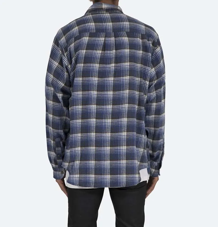 Shirt factory custom 100% cotton long sleeve wholesale plaid flannel shirt men