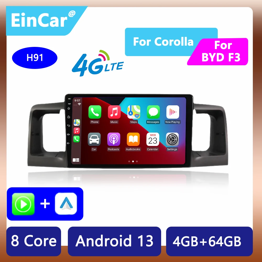 For Toyota Corolla E120 e 120 BYD F3 2007-2011 DSP IPS 6GRAM Android 11.0 4G NET Car Radio Multimedia Video Player carplay