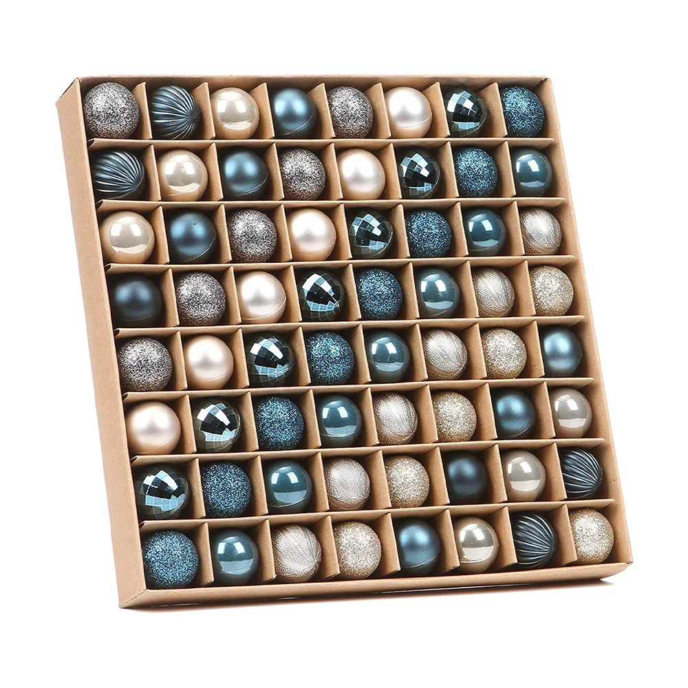 KANLONG christmas gift set stockings 	 3cm ball 64 pcs per sets  of the  decorations indoor