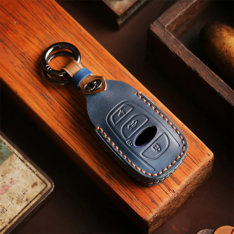 For Subaru Forester Outback Leather Car Keychain 3 4 Buttons Key Holder Bag Pouch Wallet Cover Cases Accessory