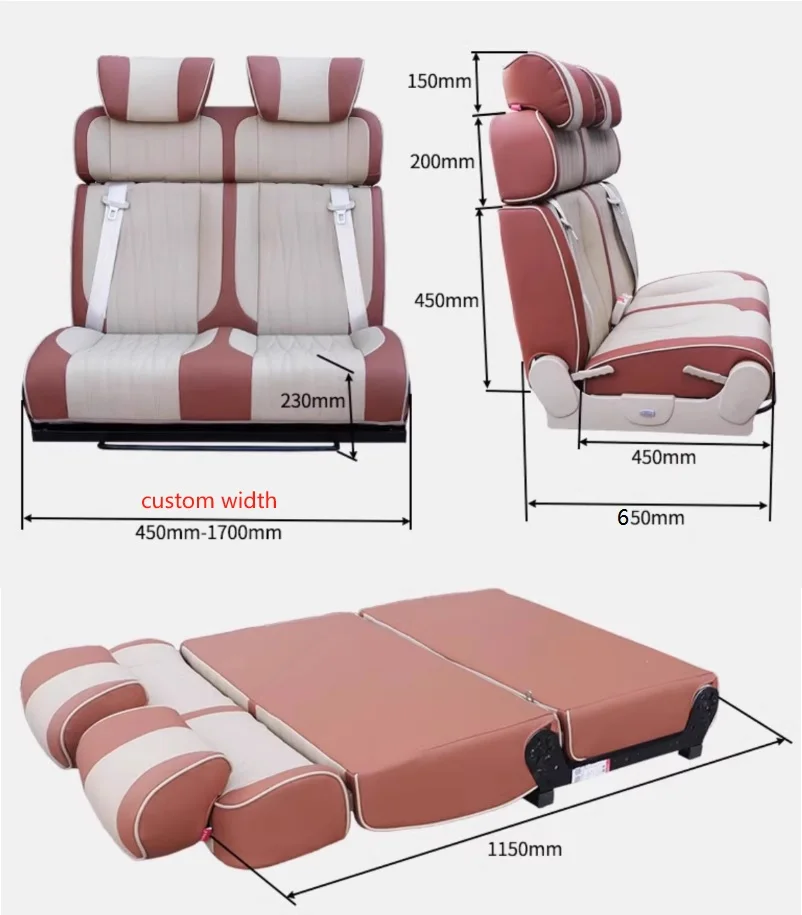 Luxury Style Changeover Bed Seat Car interior accessories Customized Chair rv bed sofa seats