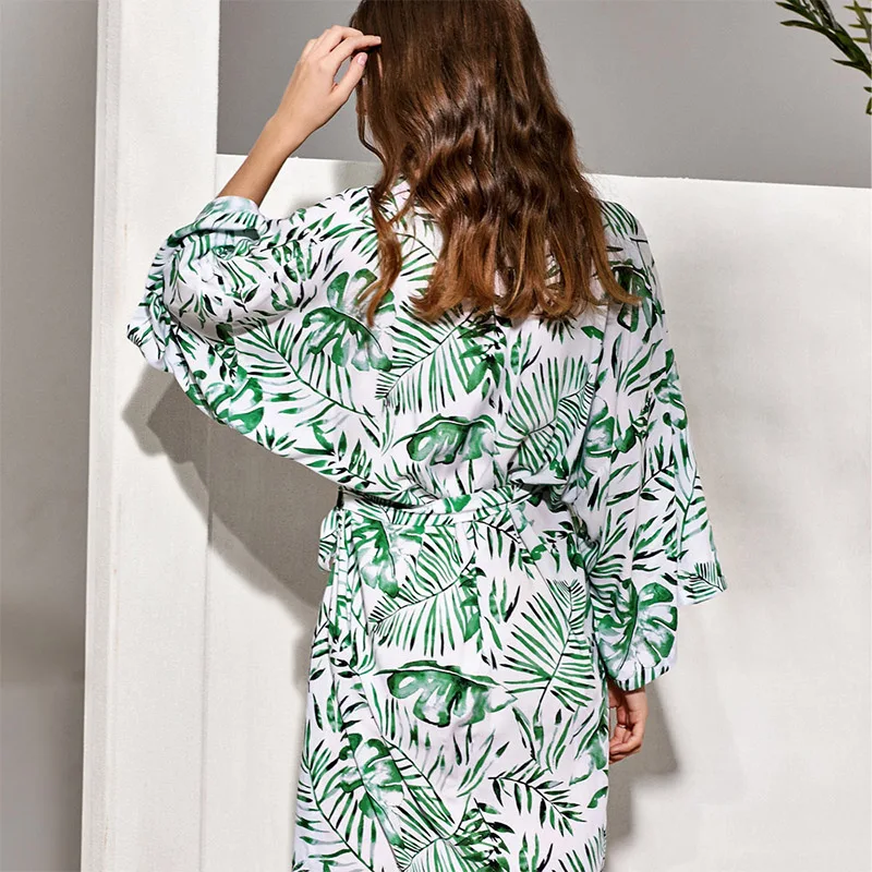 Tropical Palm Leaf Robe Bridesmaid Sleepwear Beach Wedding Beach Bride Dressing Gown