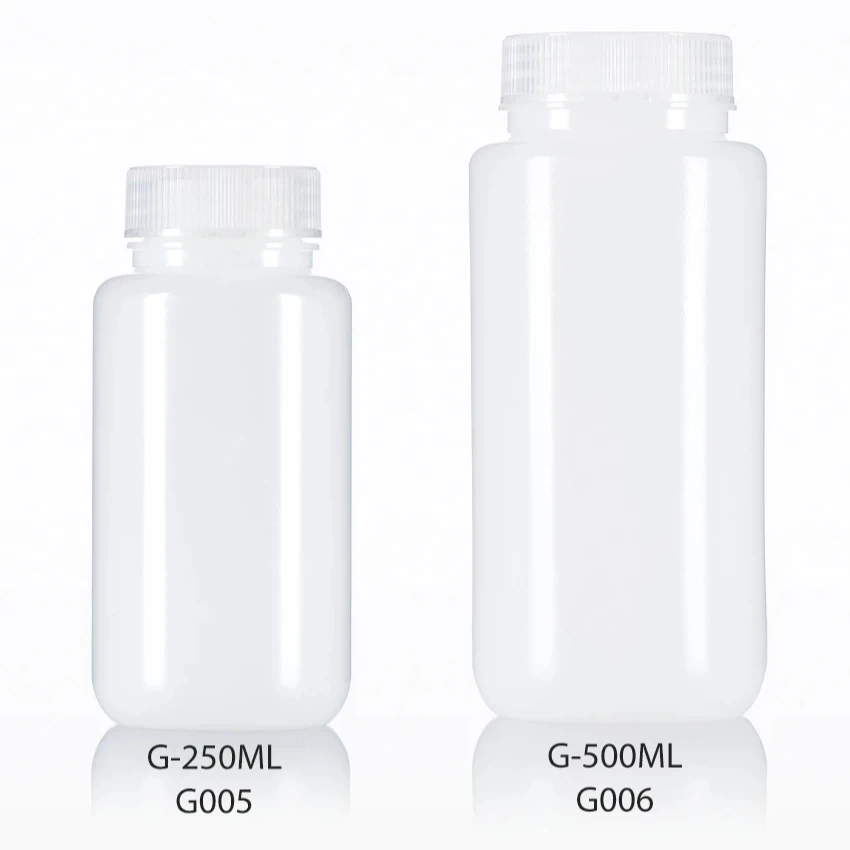 Factory Price Brown HDPE Plastic Reagent Bottles 250ml 500ml 1000ml Capacity with Wide Mouth