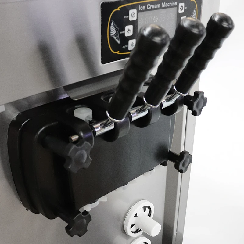 
1900W Frozen Soft 110V/220V Commercial Ice Cream Machine 3 Flavor 5.28Gal/H Yogurt Maker Perfect for Coffee Shop or Family Party 