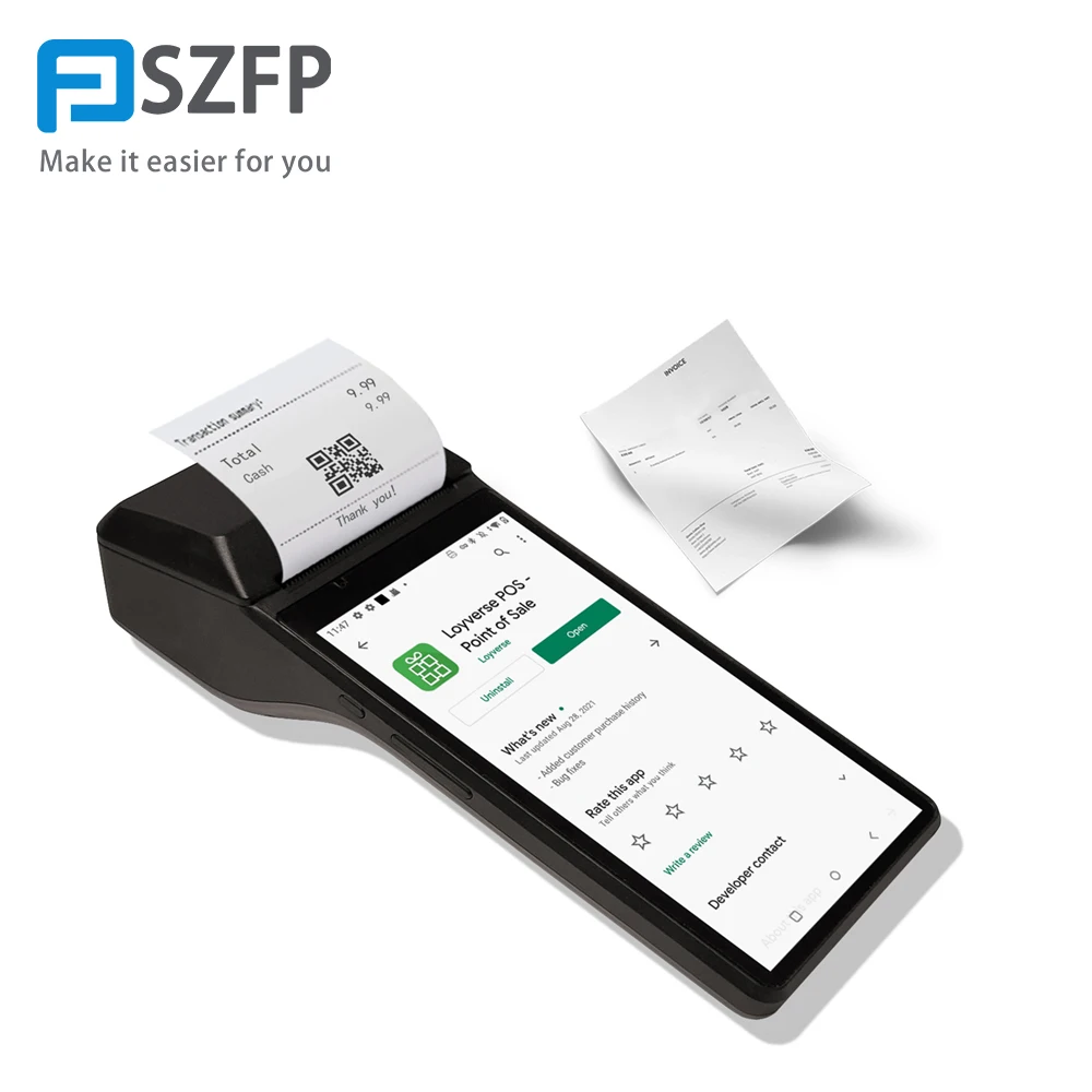 FP7900 Pos Terminal Android 10 Handheld POS With 58mm Thermal Receipt Printing Support Software