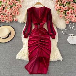 Fashion Long Bodycon Party Elegant Design Vestidos Velvet Evening Dress for Women